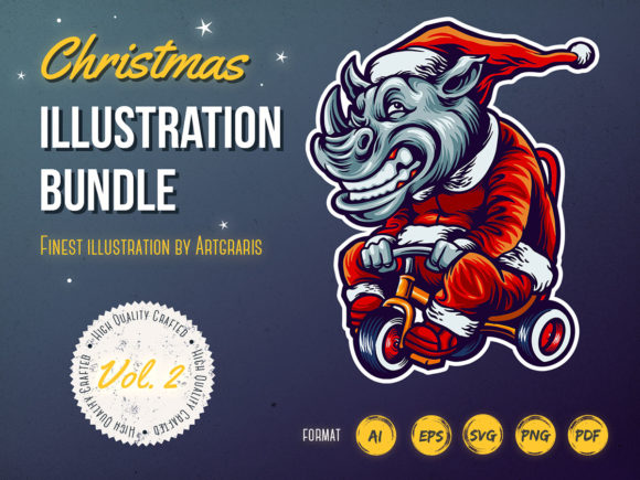 Bundle Christmas Animals Mascot Illustrations