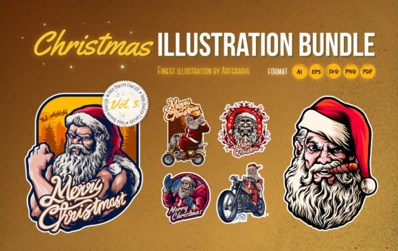 Bundle Santa Claus Christmas Activity Illustrations