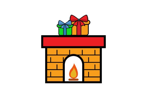 Chimney Gift Christmas Icon Illustrations