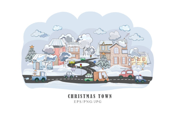Christmas Cityscape Clipart for Handmade Magic