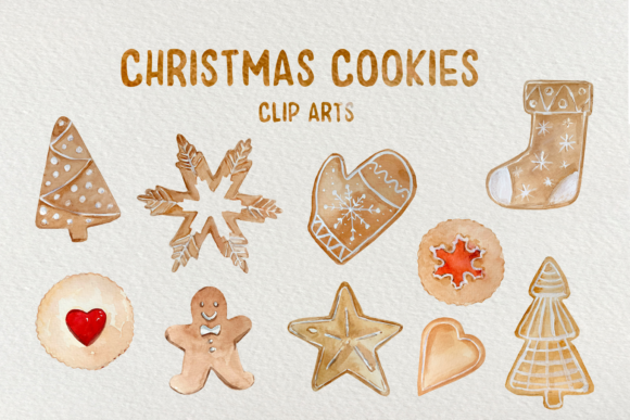 Christmas Cookies Watercolor Clip Art for Blog & Web Design