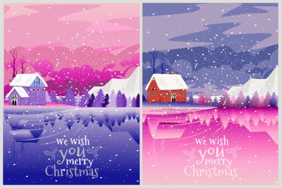 Christmas Countryside View for Design Illustrations