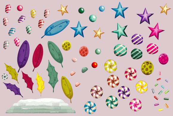 Christmas CUte Colorfull Ornament Illustrations