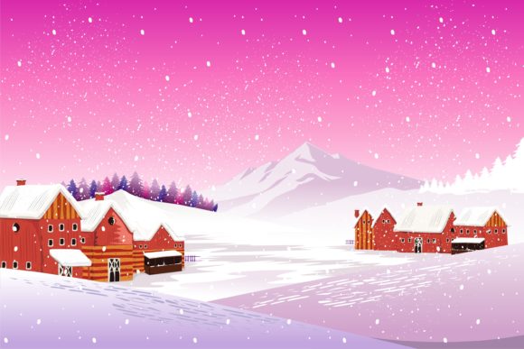 Christmas Eve at Countryside Background Illustrations