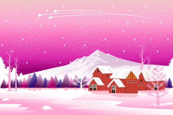 Christmas Eve at Countryside Wallpaper Illustrations