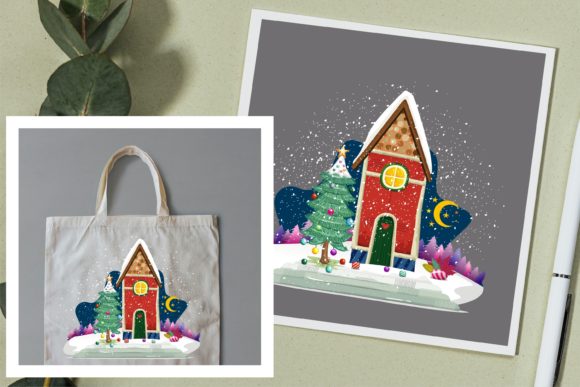 Christmas House Tree for Clipart