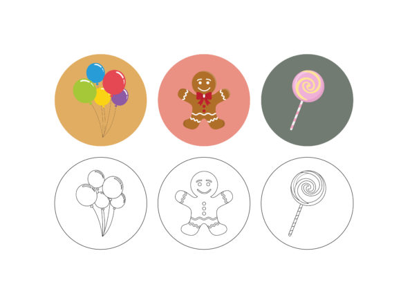 Christmas Lollipop Fill Outline Bundle for Local Business Branding