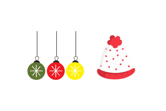 Christmas Ornaments Hat Set Vector