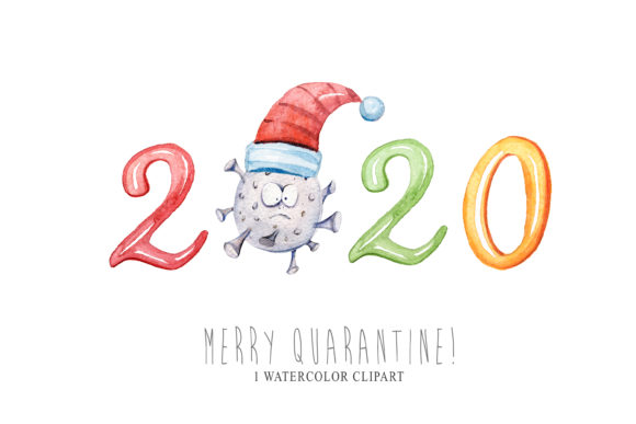 Covid Christmas 2020 Clipart. Stay Home Illustrations