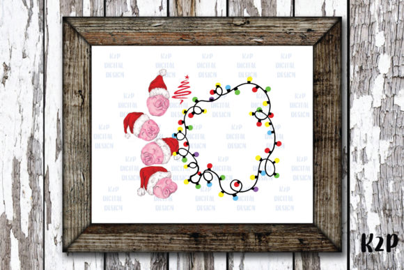Merry Christmas Sublimation Monogram Pig Illustrations