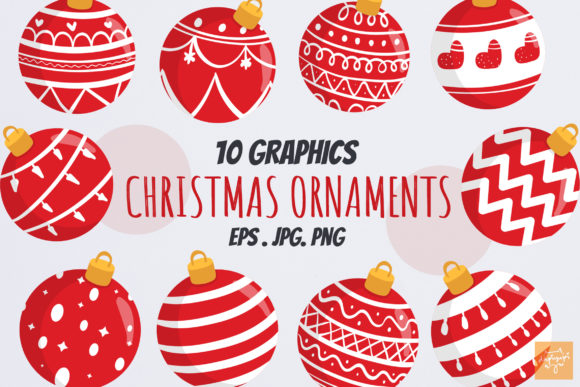 Red Christmas Ornaments Illustrations for Branding and Marketing